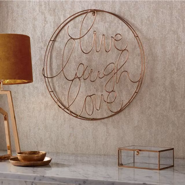 Art for the Home Live Laugh Love Gold Metal Typography Wall Art