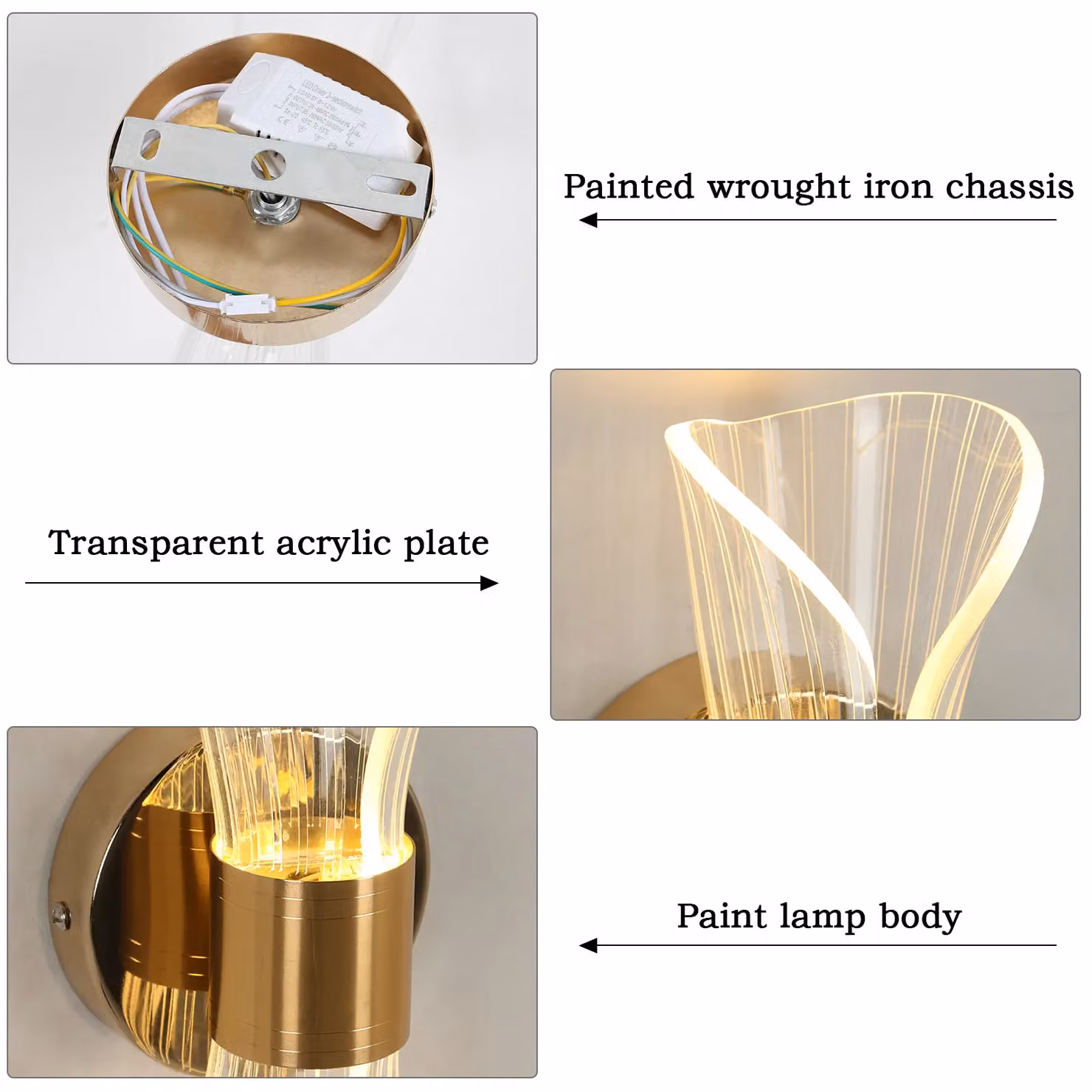 COMELY Modern Dimmable LED Wall Light in Gold/Brass with Glass Accents – 2
