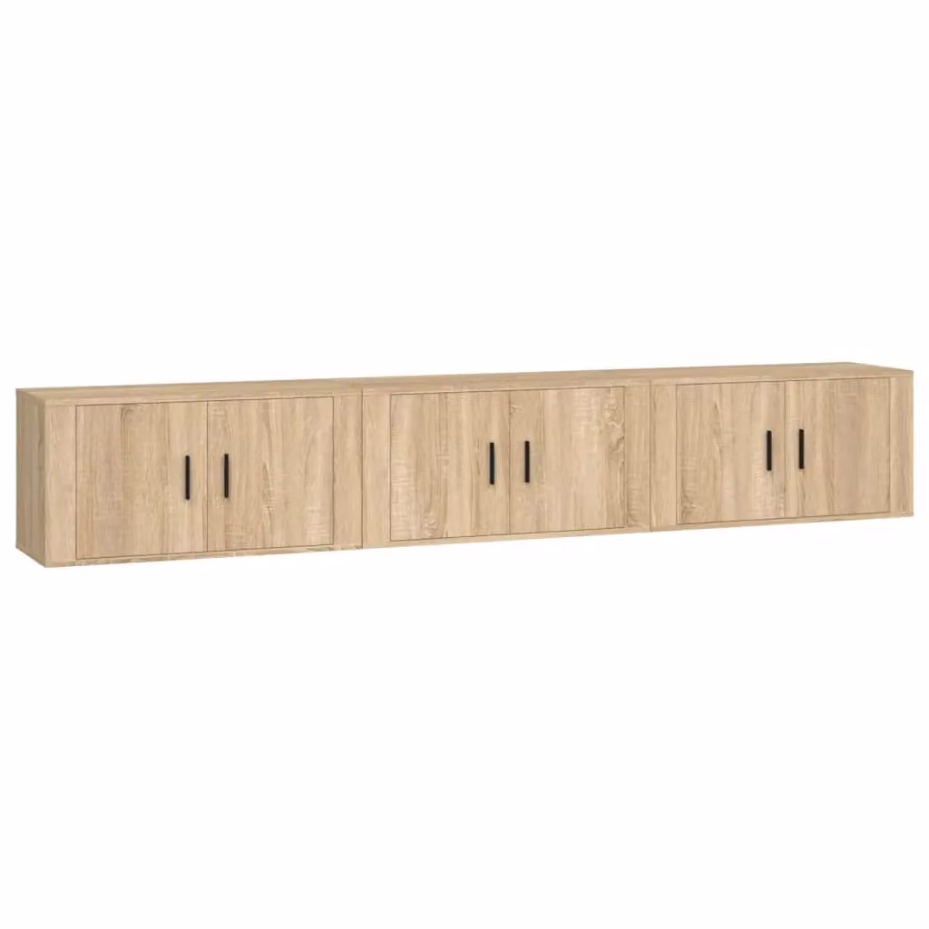 Berkfield Home 3-Piece Wall-Mounted TV Cabinet Set in Sonoma Oak Brown, W: 80 cm, D: 34.5 cm, H: 40 cm – 2