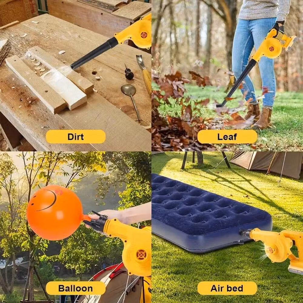 Kelvenix Cordless Leaf Blower and Vacuum Tool in Yellow with Rechargeable Battery – 4