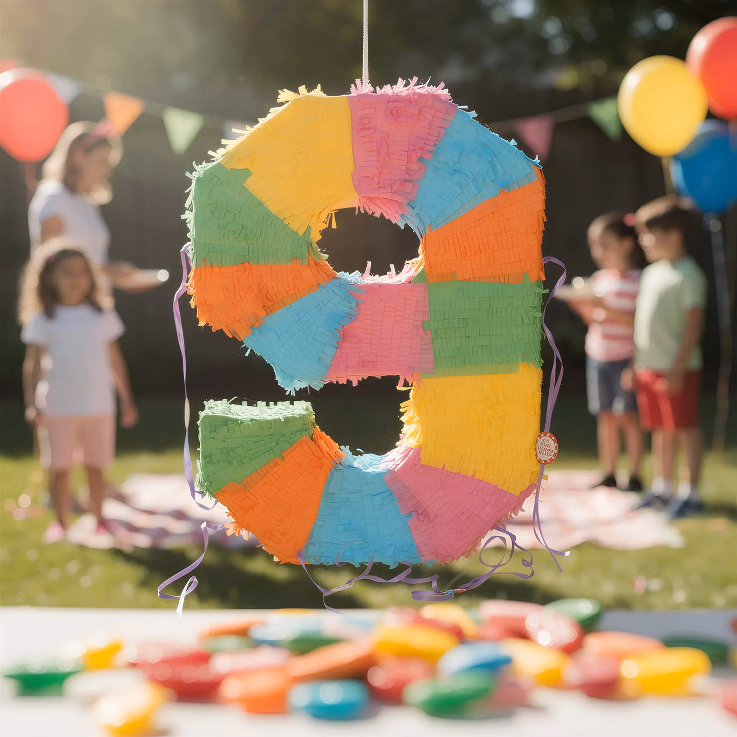 Fax Potato Number 9 Cardboard Pinata, Stick and Blindfold Set in Multicolour – 5