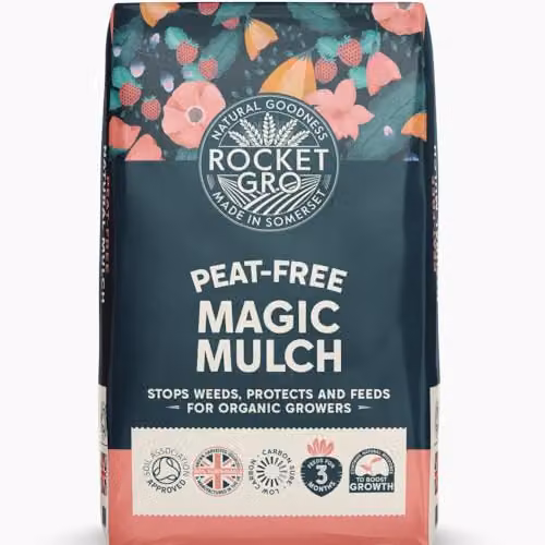 Thompson & Morgan RocketGro Magic Mulch Organic Peat-Free Soil Conditioner and Weed Suppressant, 2 x 50 Litres – 2