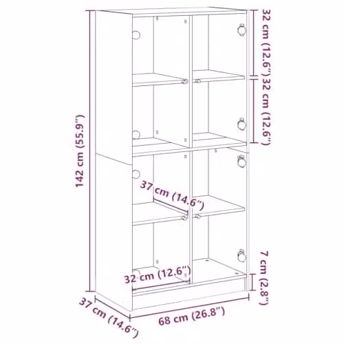 vidaXL Modern Smoked Oak Highboard with Doors and Storage for Hallway or Living Room – 3