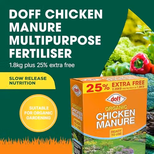 Doff Organic Slow Release Pelleted Chicken Manure Fertiliser, 1.8kg – 2