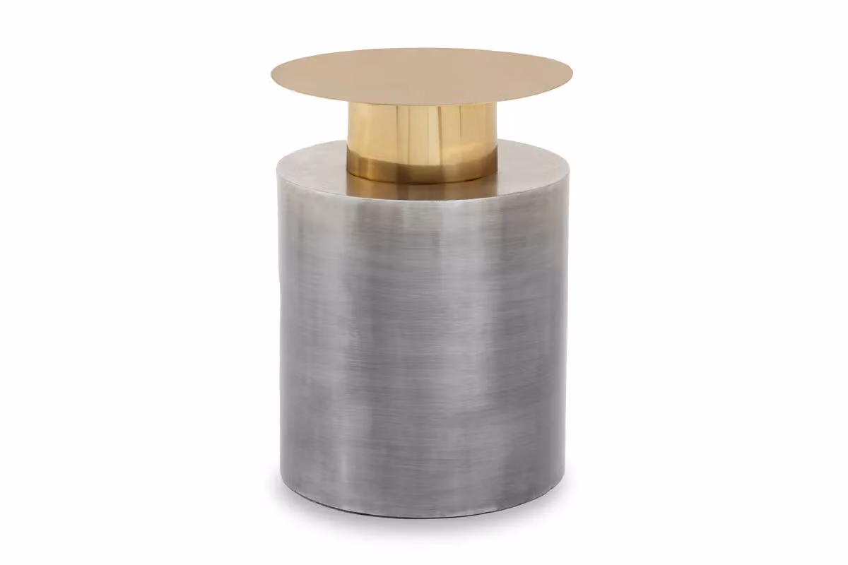 Orsina Modern Round Metal Accent Table with Rotating Top in Grey and Gold, W/D/H: 41 x 41 x 53 cm – 4
