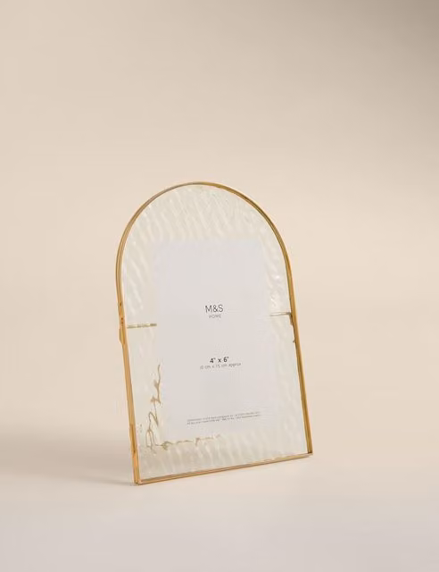 M&S Arch Mottled Gold Tabletop Photo Frame, W: 10.16 cm x H: 10 cm x D: 10 cm
