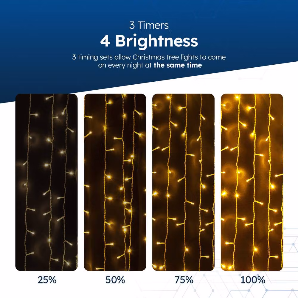 Desiretech LED Waterproof Plug-in String Lights with Remote, Timer and Dimmer, 300 LED, Warm White, 30m – 5