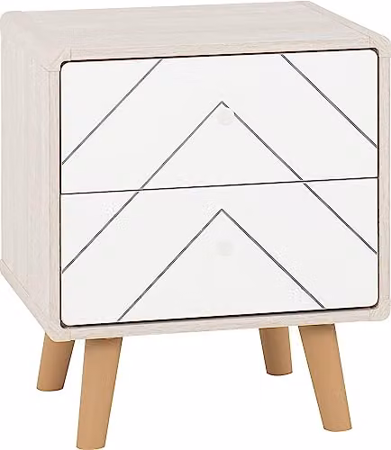 Seconique Dixie 2 Drawer Bedside Table in Grey and White, W/D/H: 39.5 x 38 x 57 cm – 1