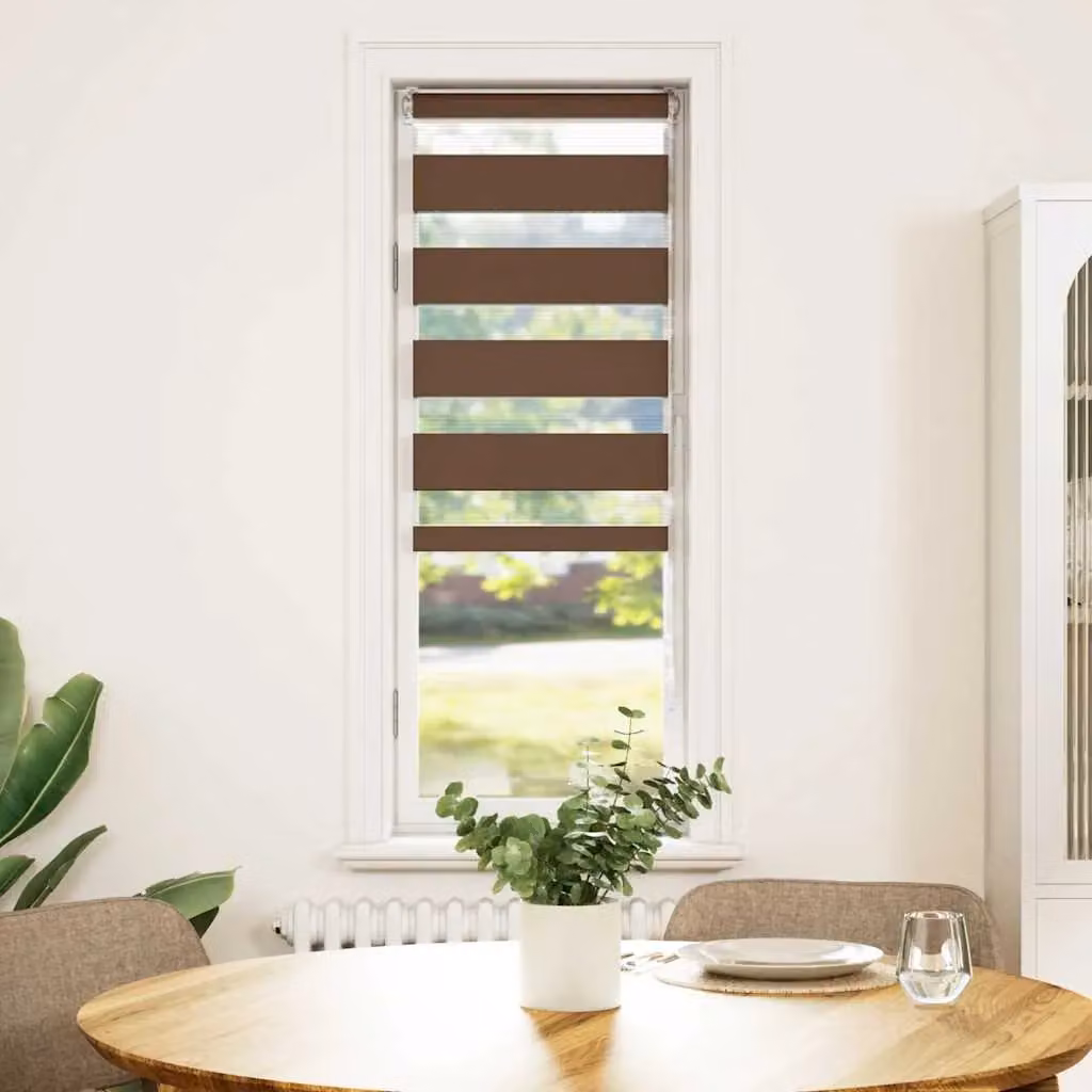Berkfield Home Brown Zebra Day and Night Blind, W: 40 cm, H: 150 cm – 2