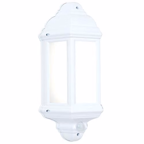 Loops Matt White Traditional LED Outdoor Wall Light with PIR Motion Sensor, Cool White, IP44 Rated