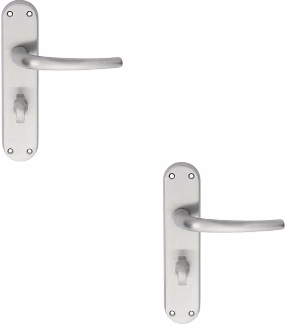 Loops 2x Pair Slim Round Bar Lever Bathroom Handles with Shaped Backplate, Chrome, W: 18.5 cm, H: 4 cm
