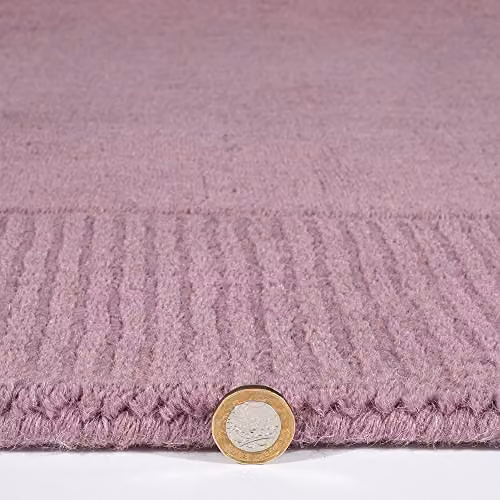 Mayfair Hand-Knotted 100% Natural Wool Living Room Area Rug in Pink, W: 160 cm, L: 230 cm – 4