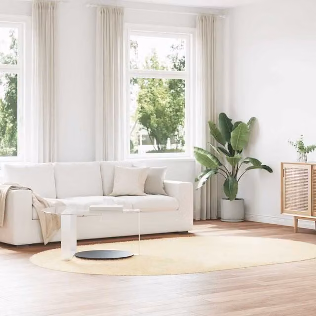 Berkfield Home NAVARRA Shaggy High Pile Rug, Cream, W: 300 cm, D: 200 cm