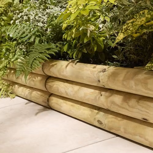 Rowlinson Horizontal Log Edging, Brown, Pack of 2, L100 x W6 x H36 cm – 2