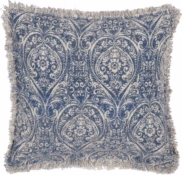 Make it a Home Durelle Damask Floral Square Cotton Cushion in Delph Blue