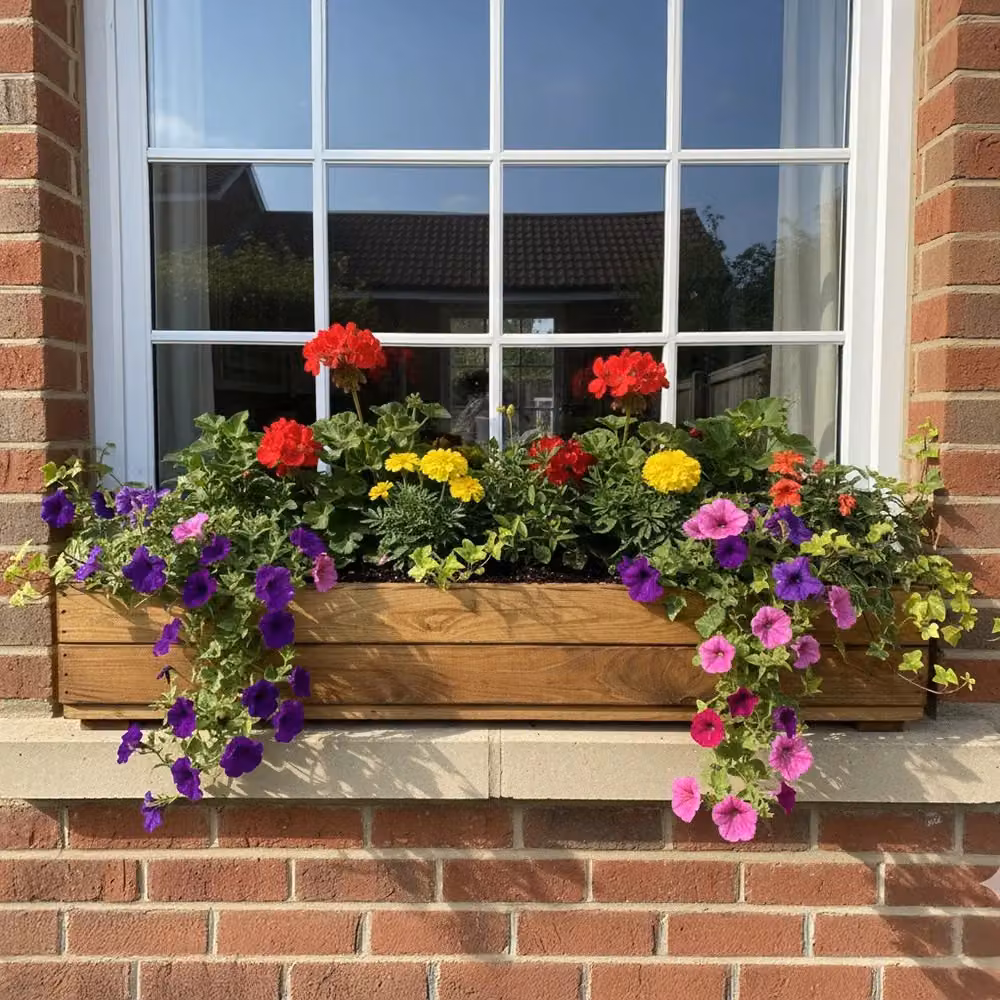 Primrose Brown Redwood Wooden Trough Planter, 102 cm – 2