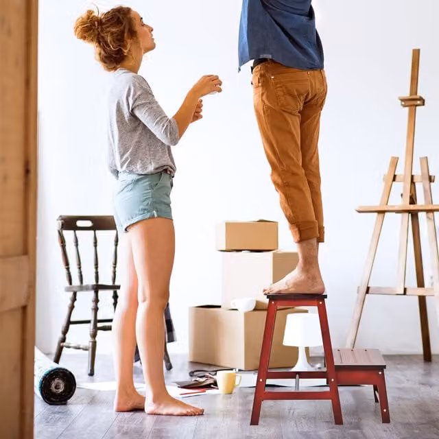 COSTWAY 3-in-1 Household Ladder Display Rack Stool in Red