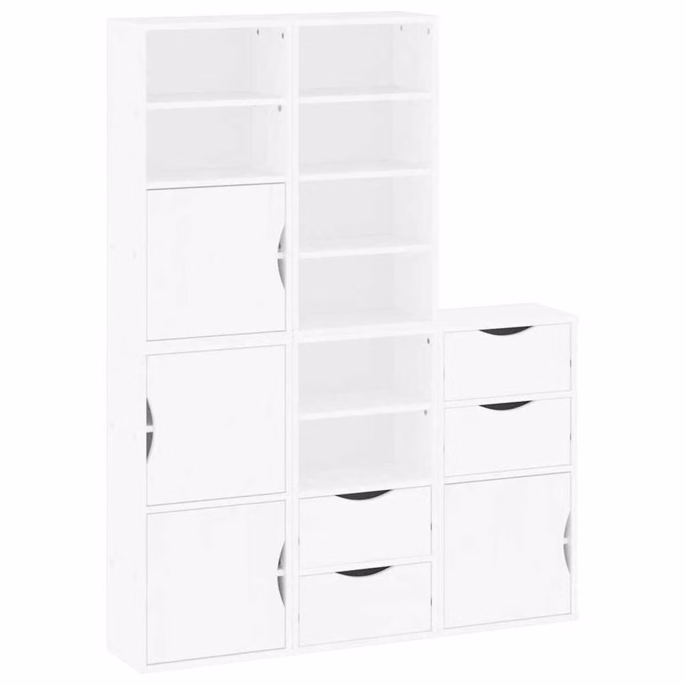 Berkfield Home ODDA Side Cabinets, 5 Piece Set in White Solid Wood Pine, W/D/H: 40 x 24 x 79 cm – 2