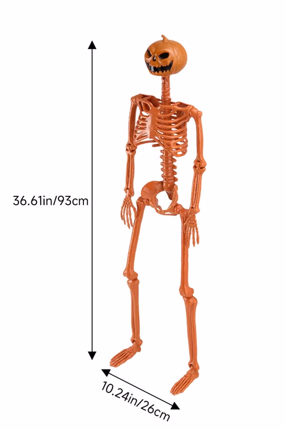 Garden Sanctuary Posable Halloween Pumpkin Skeleton Decoration in Orange – 5