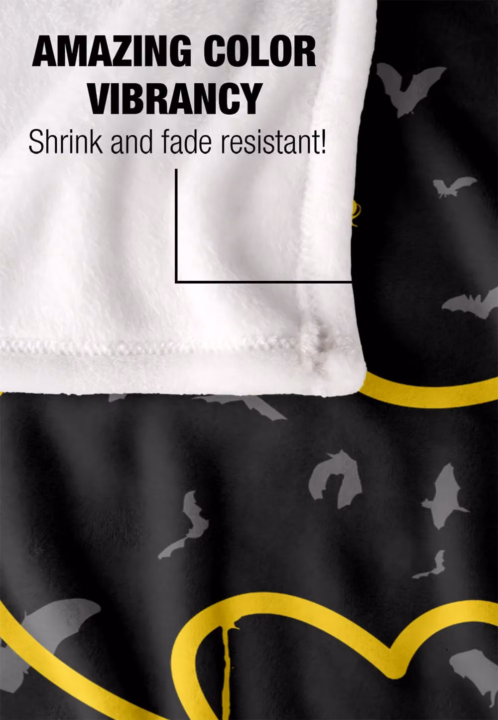 DC Comics Batman Drip Symbol Fleece Blanket in White and Black, W: 152 cm, D: 127 cm – 3