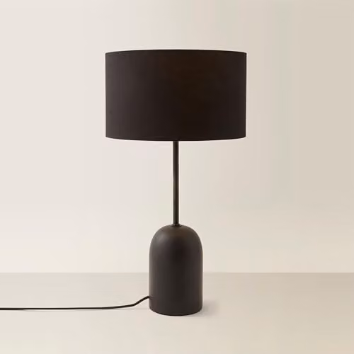 ValueLights Kaiden Dome Table Lamp with Black Fabric Drum Shade – 1