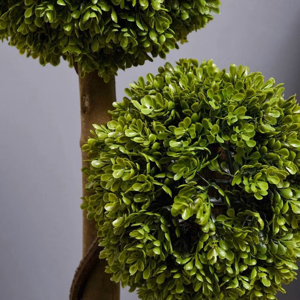 EONLION Set of 2 Green Boxwood Ball Topiary Artificial Plants in Pots, Height: 100 cm – 3