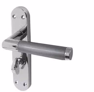 Golden Grace Mitred Bathroom Door Handles on Backplate, Chrome, W: 18.2 cm, H: 4.5 cm