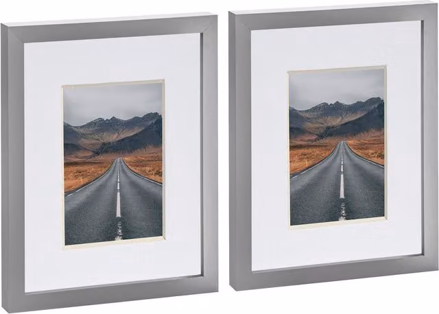 Nicola Spring Pack of 2 Rectangular Photo Frames in Grey and White with 4x6 inch Mount for 8x10 inch Photos