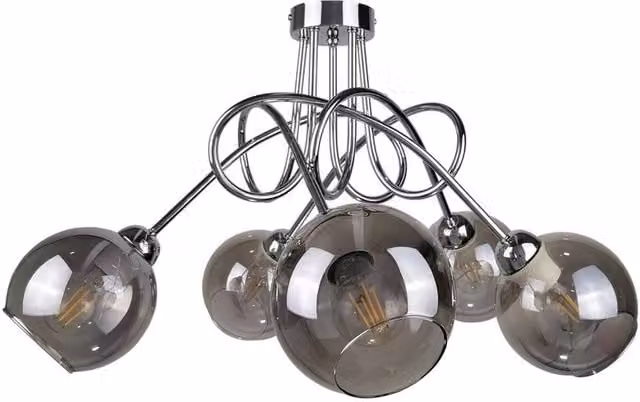 Netlighting Ring Multi Arm Semi Flush Ceiling Light in Silver, Diameter: 70 cm, 5x E27