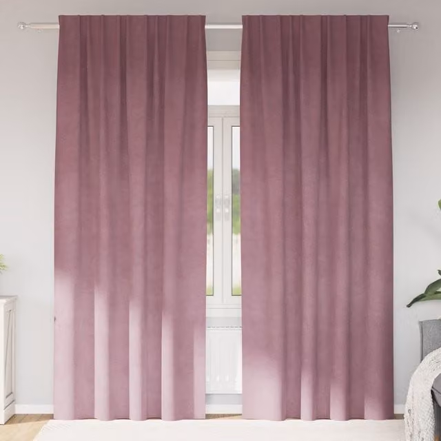 Berkfield Home Dark Pink Velvet Blackout Curtains, 2 Pack – 1
