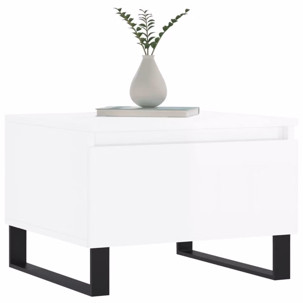 Berkfield Home Set of 2 High Gloss White Modern Nested Coffee Tables, W/D/H: 50 x 46 x 35 cm – 2