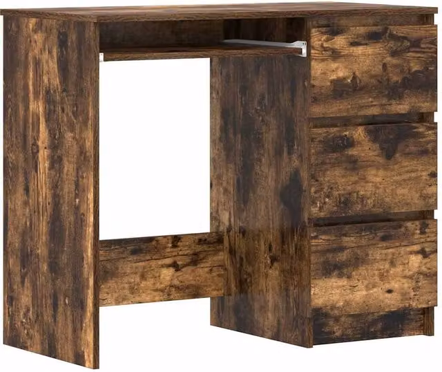 Berkfield Home Writing Desk in Smoked Oak Brown, W/D/H: 90 x 45 x 76 cm