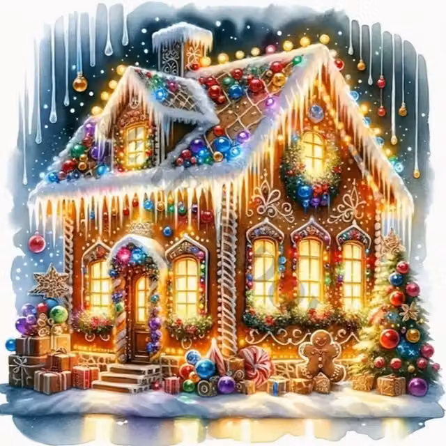 Syntego Cosy Christmas House Diamond Painting Kit for Adults, Multicolour