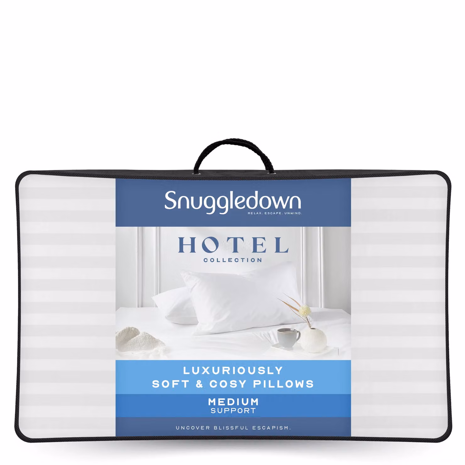Snuggledown 4 Pack Hotel Medium Support Back Sleeper Pillows in White, Allergy Friendly Hollow Fibre – 2