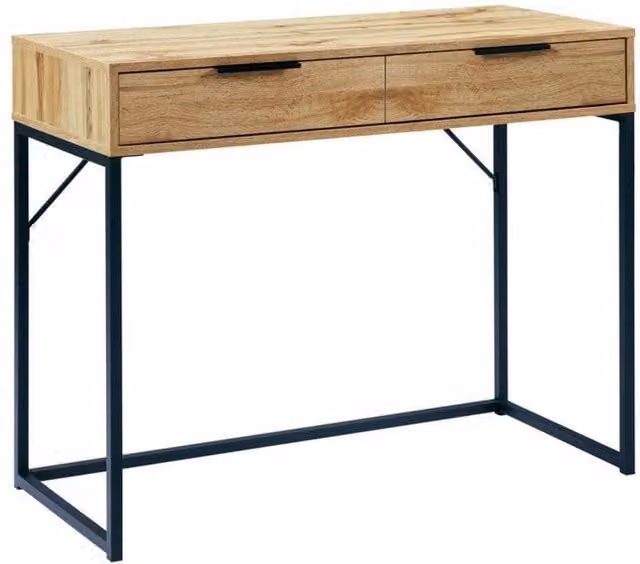 Ashfield Premier Oak-Effect 2 Drawer Dressing Table and Desk in Brown and Black