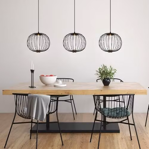 Netlighting Globo Lighting Black LED Bar Pendant Lamp for Dining and Living Rooms, Height Adjustable, 3 Bulbs, H 150 cm – 2