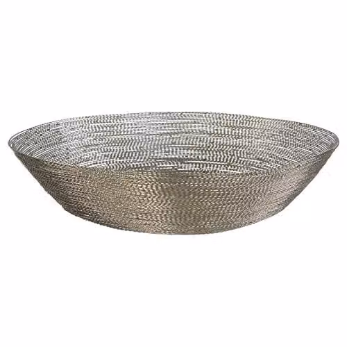 Orsina Round Metal Decorative Bowl in Silver, W: 35.0 cm, H: 5.0 cm
