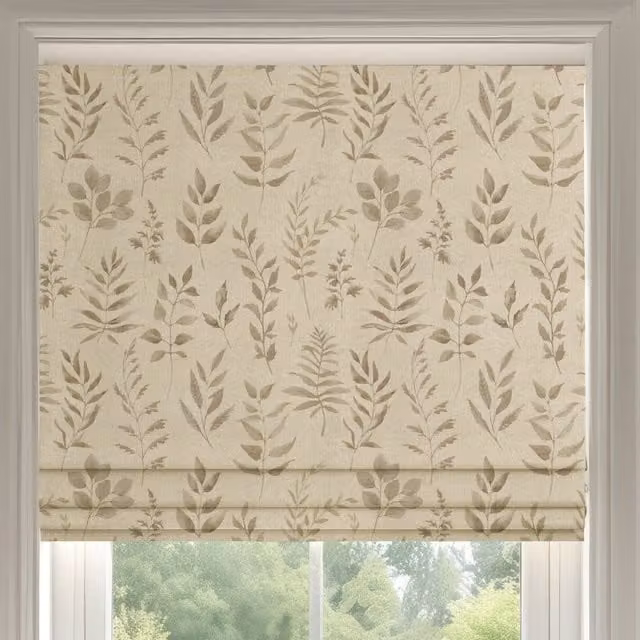 Ante Decor Willow Printed Cotton Made To Measure Roman Blind in Natural Beige