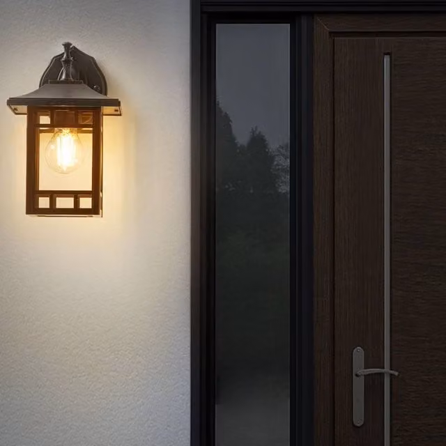 Wyld and Coco Vintage Black Metal and Glass Outdoor Wall Lantern – 1