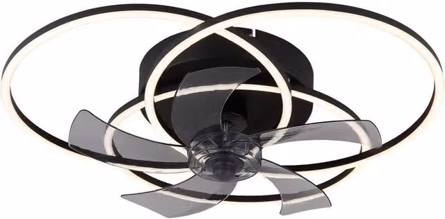 Globo Lighting Black LED Ceiling Fan with Remote Control, Dimmable Timer and CCT, Diameter: 58 cm – 6