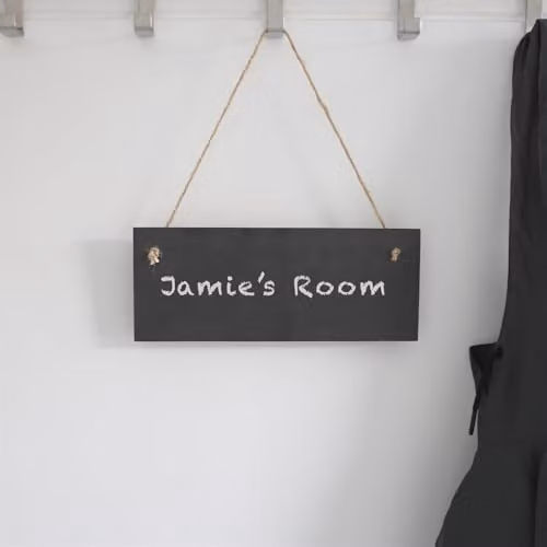 Nicola Spring Pack of 6 Black Rectangular Slate Memo Boards with Rope, W/H: 25 x 10 cm – 5