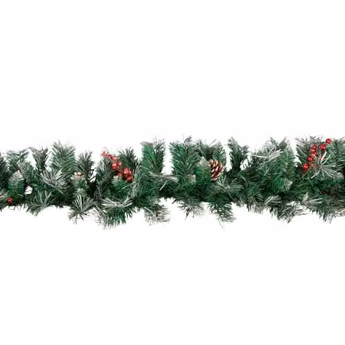 Samuel Alexander 2.7m Green Mixed Needle Christmas Garland with Pine Cones and Red Berries – 3