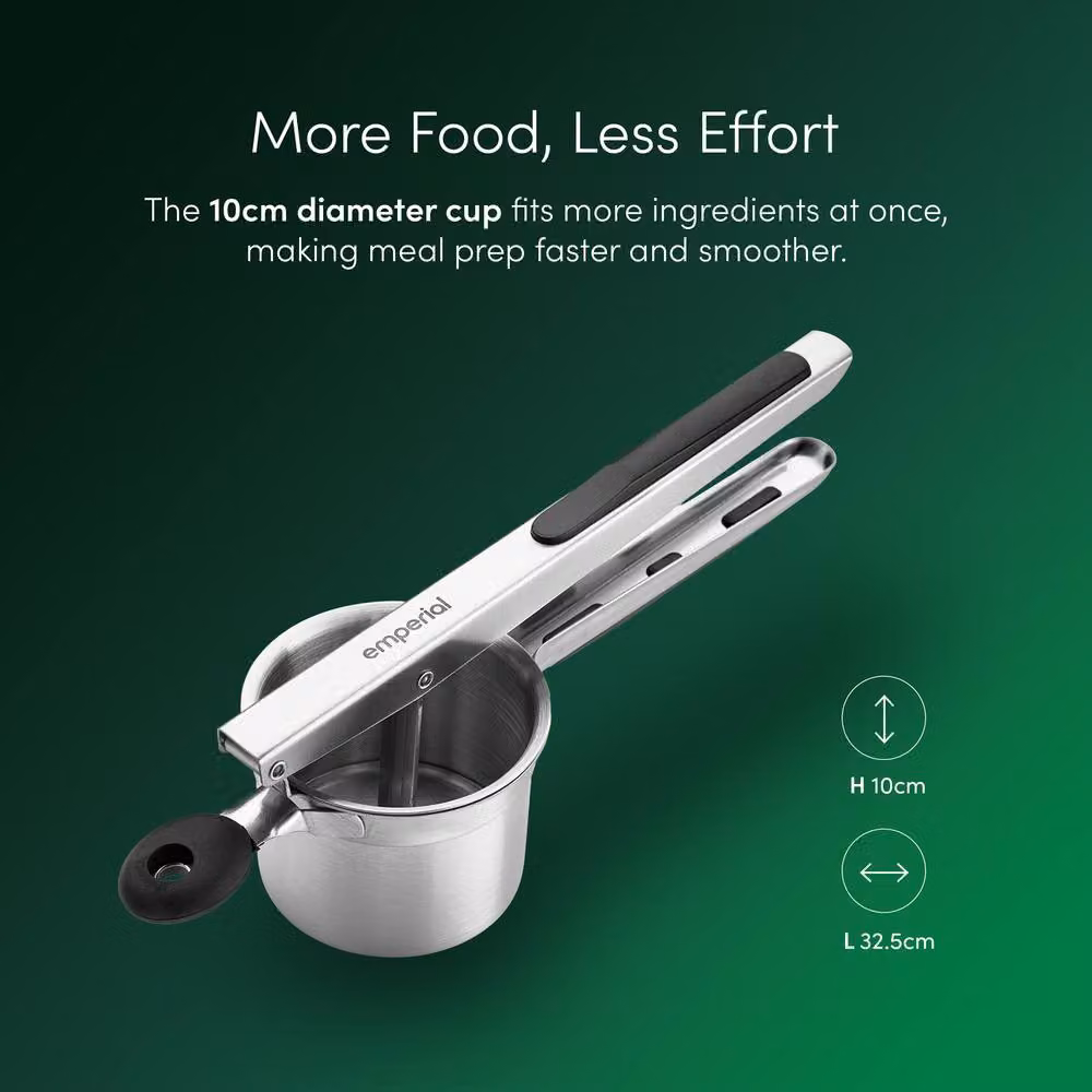 Emperial Potato Ricer with Ergonomic Soft Grip, Stainless Steel and Silicone, Silver – 7
