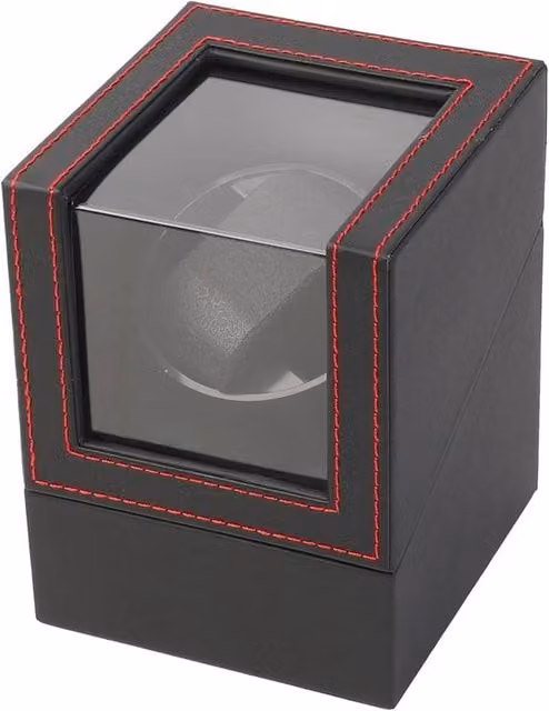 Nordara 2-Piece Automatic Watch Winder Rotating Storage Box in Black