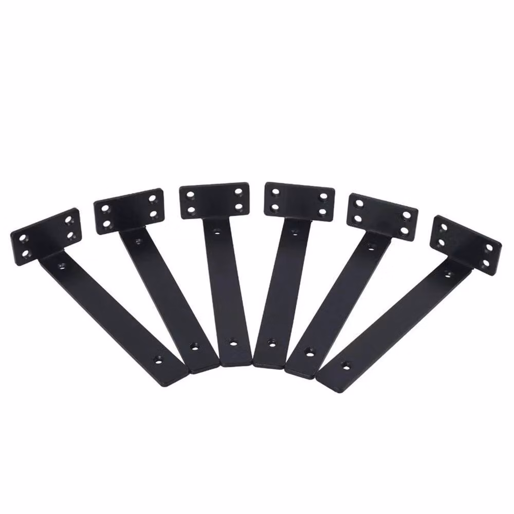 Nordara 4-Piece Set of Matt Black Steel Concealed Floating Shelf Brackets, W: 100 cm, D: 40 cm – 4