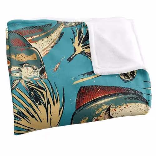 JQ Licensing Dorado Fishing Tiki Super Soft Fleece Throw Blanket, Multicolour, W: 91.44 cm, L: 147 cm – 3