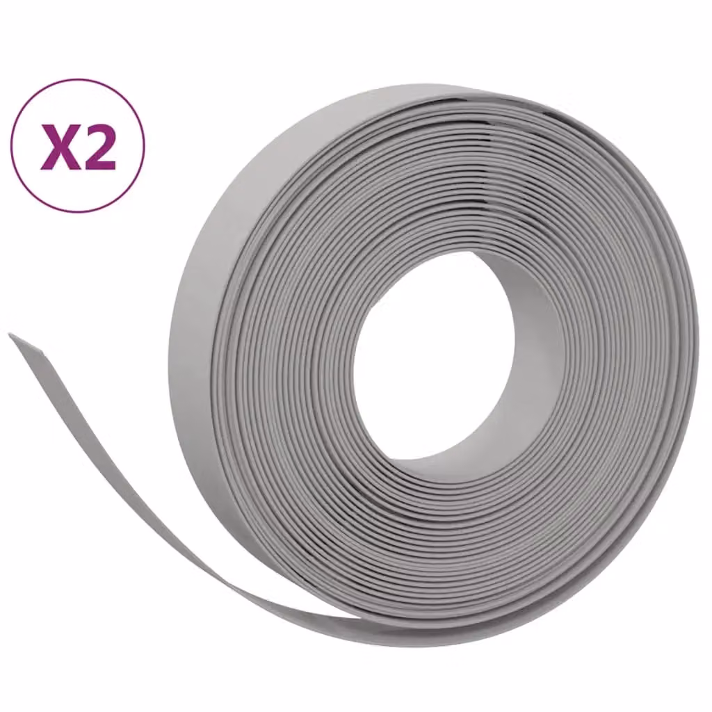 Berkfield Home Garden Edgings, 2 Pack, Grey Polyethylene, 10 m Length, 10 cm Height – 2