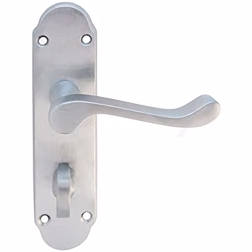 Loops Pair Victorian Upturned Bathroom Lever Handles on Backplate, Chrome, W: 170 mm, H: 42 mm