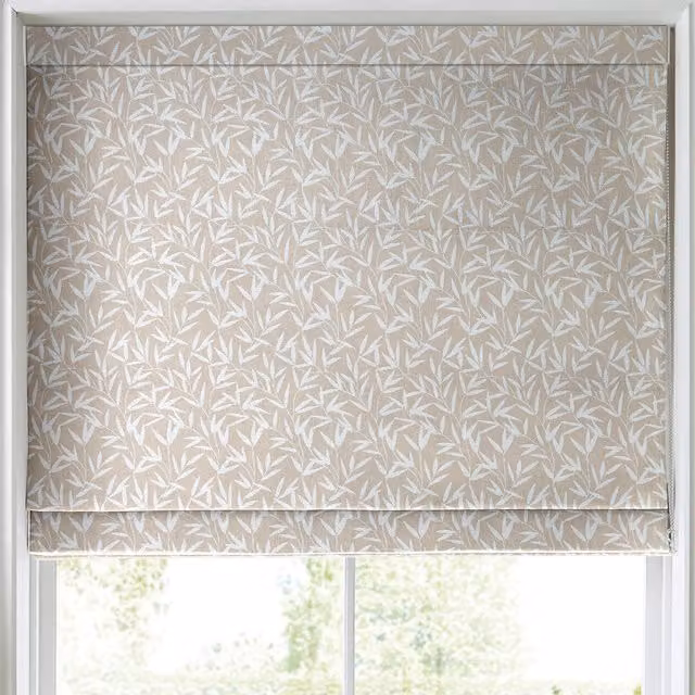 Laura Ashley Willow Leaf Chenille Made to Measure Blackout Roman Blind in Beige Floral Pattern