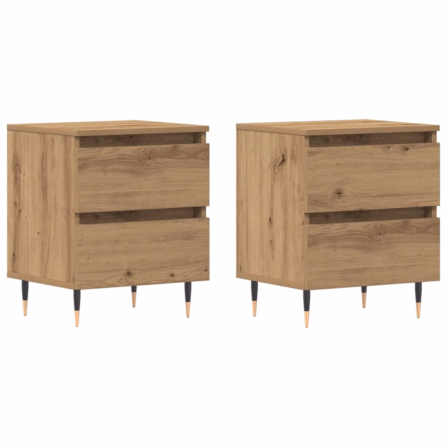 Berkfield Home Set of 2 Artisan Oak Bedside Cabinets, Brown, W/D/H: 40 x 35 x 50 cm – 2